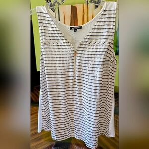 Express White and Gold Striped Women's Top